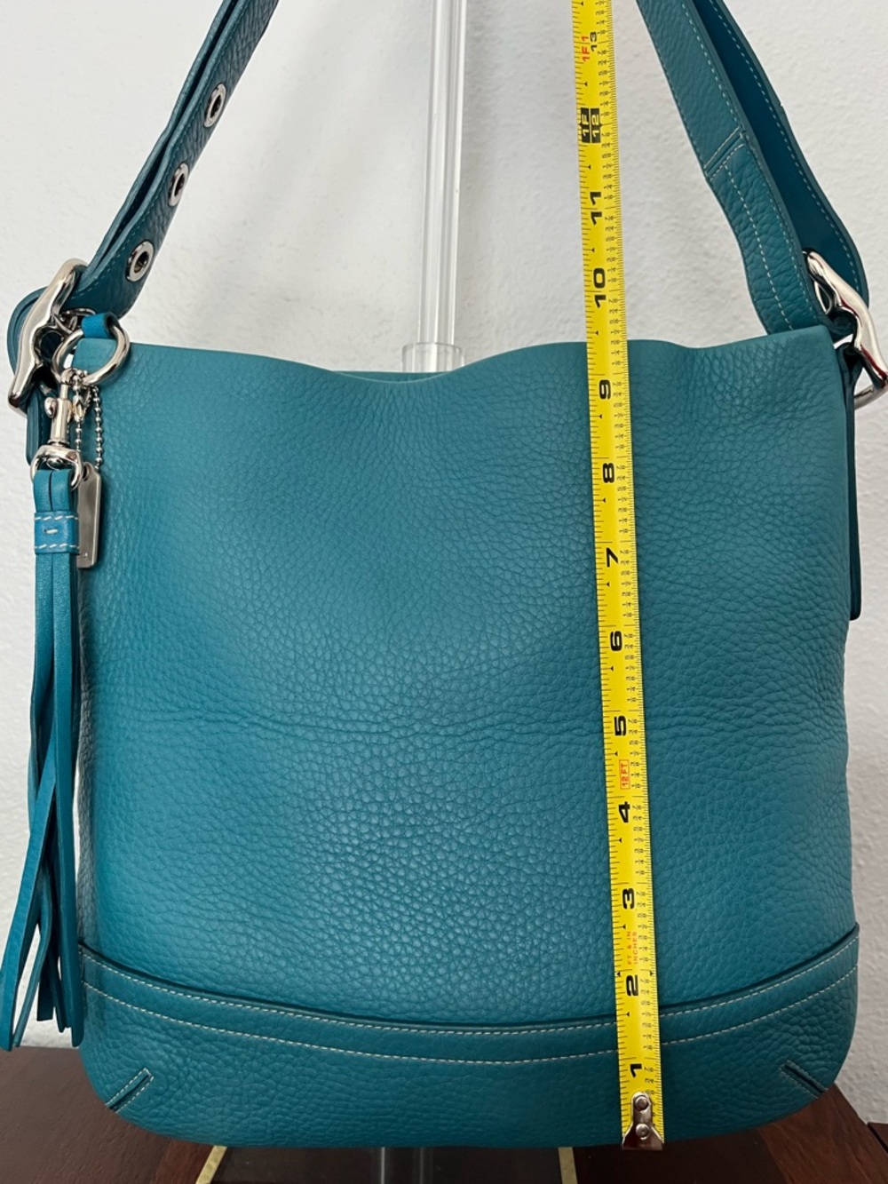 Coach Legacy Slim Shoulder Crossbody Bag in Teal Pebbled Leather 1427 like new - Picture 12 of 15